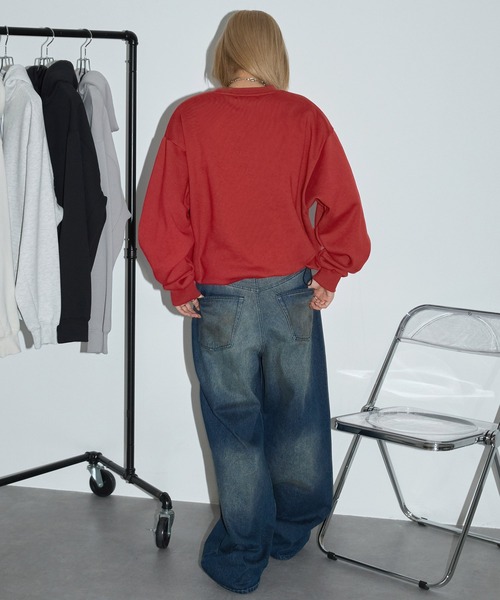 Anchor Smith（アンカー スミス）の「サークルロゴ刺繍ドローコードオーバーサイズスウェット（スウェット・レディース・杢グレー/ブラック/レッド/ダークブラウン/スミクロ・M/L）」の12枚目の写真