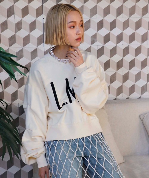 Three Four Time（ｽﾘｰﾌｫｰﾀｲﾑ）の「ロゴスウェット（スウェット・レディース・オフホワイト/チャコールグレー・FREE）」の3枚目の写真