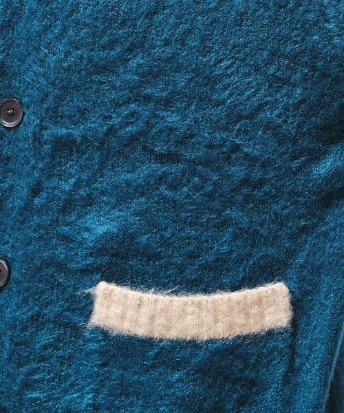 Adoon plain（アドーンプレーン）の「SHAGGY COLOR LINE DOUBLE POCKET CARDIGAN / シャギー配色ラインカーディガン（カーディガン/ボレロ・メンズ・ブルー/チャコール・LARGE/MEDIUM）」の16枚目の写真