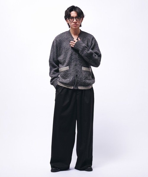 Adoon plain（アドーンプレーン）の「SHAGGY COLOR LINE DOUBLE POCKET CARDIGAN / シャギー配色ラインカーディガン（カーディガン/ボレロ・メンズ・ブルー/チャコール・LARGE/MEDIUM）」の18枚目の写真