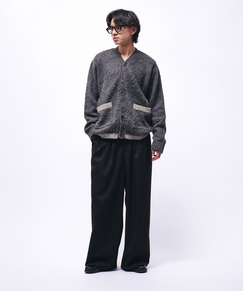 Adoon plain（アドーンプレーン）の「SHAGGY COLOR LINE DOUBLE POCKET CARDIGAN / シャギー配色ラインカーディガン（カーディガン/ボレロ・メンズ・ブルー/チャコール・LARGE/MEDIUM）」の21枚目の写真