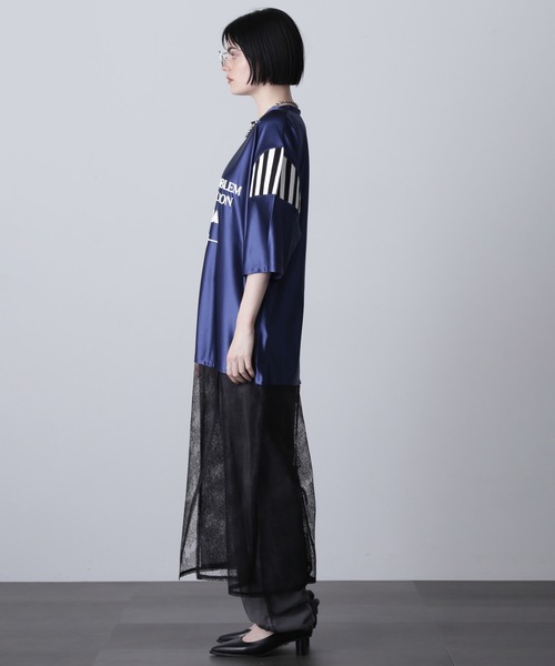 ROSE BUD（ローズバッド）の「(OKIRAKU×ROSEBUD)「アポリア」ライン リブ レーススカートドレス（ワンピース・レディース・ブルー/ベージュ・ONE SIZE）」の7枚目の写真