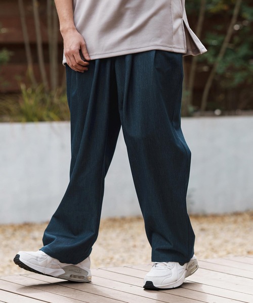 CAMBIO(カンビオ)の「mp13282-Ripstop Like Denim Two Tuck Wide Straight Pants デニムイージーパンツ(デニムパンツ・メンズ・ネイビー/サックスブルー/ブルー・S/M/L)」の12枚目の写真