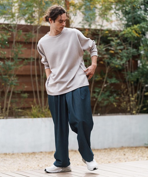 CAMBIO(カンビオ)の「mp13282-Ripstop Like Denim Two Tuck Wide Straight Pants デニムイージーパンツ(デニムパンツ・メンズ・ネイビー/サックスブルー/ブルー・S/M/L)」の13枚目の写真