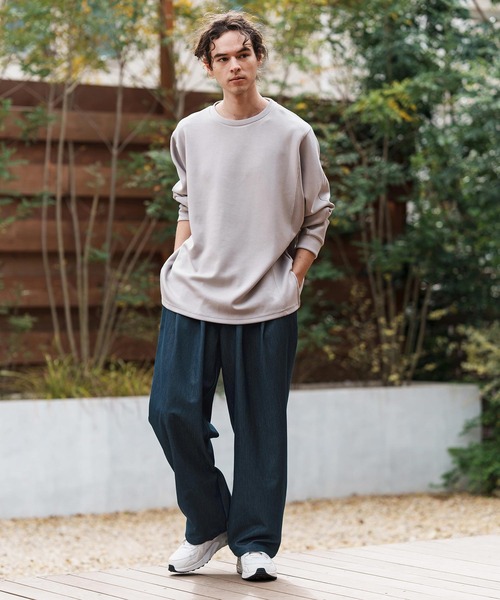 CAMBIO(カンビオ)の「mp13282-Ripstop Like Denim Two Tuck Wide Straight Pants デニムイージーパンツ(デニムパンツ・メンズ・ネイビー/サックスブルー/ブルー・S/M/L)」の14枚目の写真