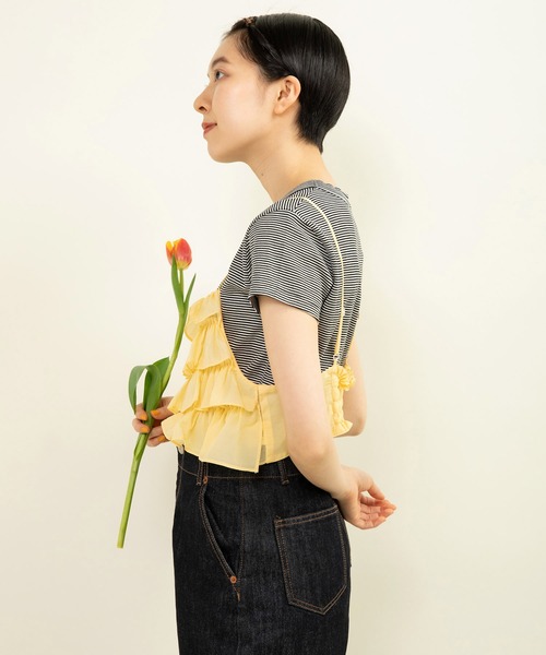 Dot&Stripes CHILD WOMAN(ドットアンドストライプス チャイルドウーマン)の「ナイロンフリルティアード キャミブラウス(シャツ/ブラウス・レディース・イエロー/ピンク・FREE)」の11枚目の写真