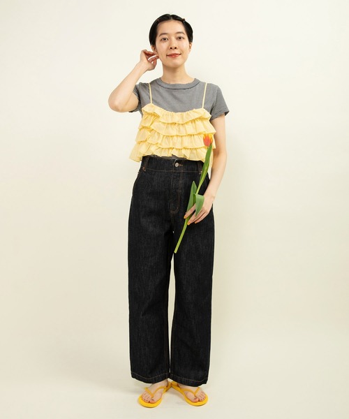 Dot&Stripes CHILD WOMAN(ドットアンドストライプス チャイルドウーマン)の「ナイロンフリルティアード キャミブラウス(シャツ/ブラウス・レディース・イエロー/ピンク・FREE)」の13枚目の写真