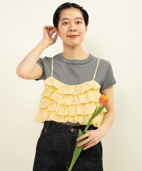 Dot&Stripes CHILD WOMAN(ドットアンドストライプス チャイルドウーマン)の「ナイロンフリルティアード キャミブラウス(シャツ/ブラウス・レディース・イエロー/ピンク・FREE)」の10枚目の写真