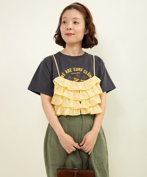 Dot&Stripes CHILD WOMAN(ドットアンドストライプス チャイルドウーマン)の「ナイロンフリルティアード キャミブラウス(シャツ/ブラウス・レディース・イエロー/ピンク・FREE)」の16枚目の写真