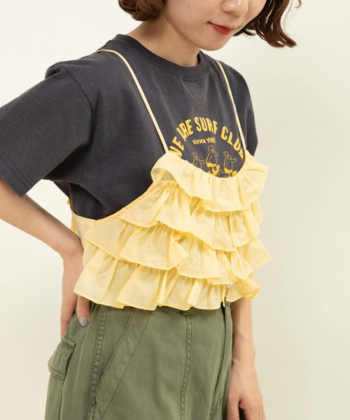 Dot&Stripes CHILD WOMAN(ドットアンドストライプス チャイルドウーマン)の「ナイロンフリルティアード キャミブラウス(シャツ/ブラウス・レディース・イエロー/ピンク・FREE)」の17枚目の写真