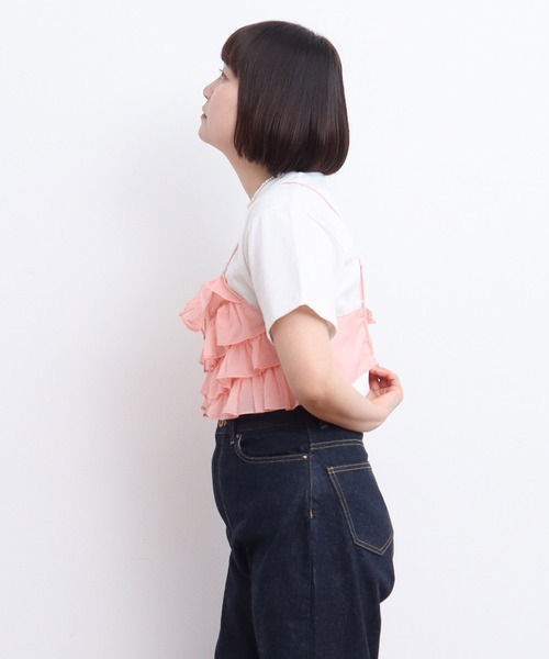 Dot&Stripes CHILD WOMAN(ドットアンドストライプス チャイルドウーマン)の「ナイロンフリルティアード キャミブラウス(シャツ/ブラウス・レディース・イエロー/ピンク・FREE)」の21枚目の写真