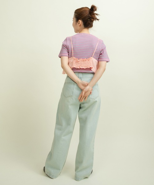 Dot&Stripes CHILD WOMAN(ドットアンドストライプス チャイルドウーマン)の「ナイロンフリルティアード キャミブラウス(シャツ/ブラウス・レディース・イエロー/ピンク・FREE)」の8枚目の写真