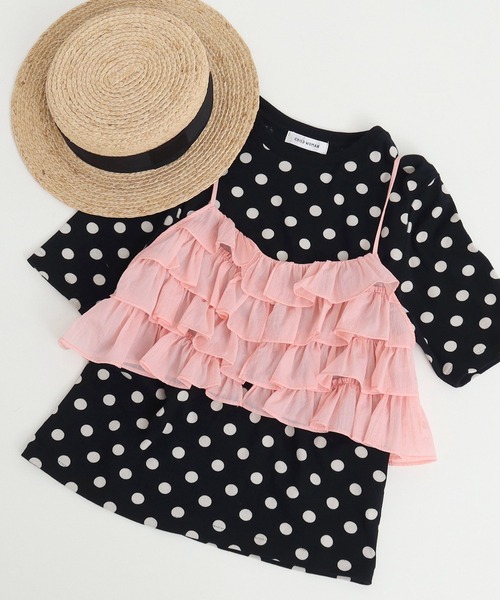 Dot&Stripes CHILD WOMAN(ドットアンドストライプス チャイルドウーマン)の「ナイロンフリルティアード キャミブラウス(シャツ/ブラウス・レディース・イエロー/ピンク・FREE)」の9枚目の写真