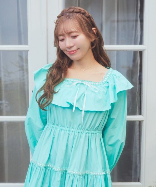 Areeam（アリーム）の「配色リボンティアードワンピース（ワンピース・レディース・グリーン系その他2/オフホワイト・FREE）」の13枚目の写真