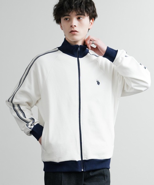 U.S. POLO ASSN.(ユーエスポロアッスン)の「U.S. POLO ASSN. ユーエスポロアッスン 裏毛ワンポイントロゴ刺繍サイドラインテープトラックジャケット(その他アウター・メンズ・ブラック×グレー/ブラック/ライトベージュ/オートミール/オフホワイト/ネイビー・M/LL/L)」の1枚目の写真