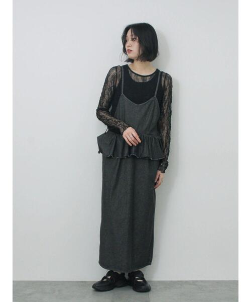 Samansa Mos2 blue（サマンサモスモスブルー）の「【ECO DENIM】ペプラムキャミワンピース（ワンピース・レディース・ネイビー/ブルー/チャコールグレー・F）」の16枚目の写真