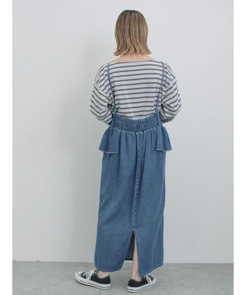 Samansa Mos2 blue（サマンサモスモスブルー）の「【ECO DENIM】ペプラムキャミワンピース（ワンピース・レディース・ネイビー/ブルー/チャコールグレー・F）」の13枚目の写真