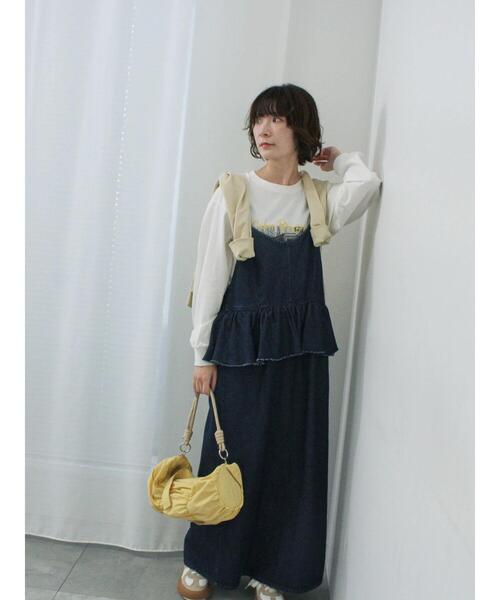 Samansa Mos2 blue（サマンサモスモスブルー）の「【ECO DENIM】ペプラムキャミワンピース（ワンピース・レディース・ネイビー/ブルー/チャコールグレー・F）」の5枚目の写真