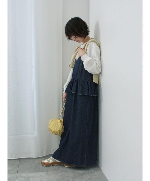 Samansa Mos2 blue（サマンサモスモスブルー）の「【ECO DENIM】ペプラムキャミワンピース（ワンピース・レディース・ネイビー/ブルー/チャコールグレー・F）」の6枚目の写真