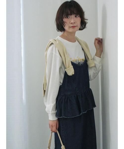 Samansa Mos2 blue（サマンサモスモスブルー）の「【ECO DENIM】ペプラムキャミワンピース（ワンピース・レディース・ネイビー/ブルー/チャコールグレー・F）」の8枚目の写真