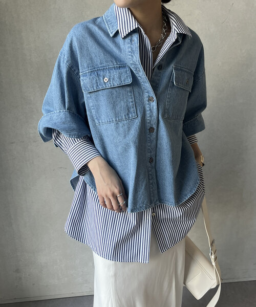 本店は WEB限定】デニムシャツジャケット（その他アウター）｜DouDou トップス