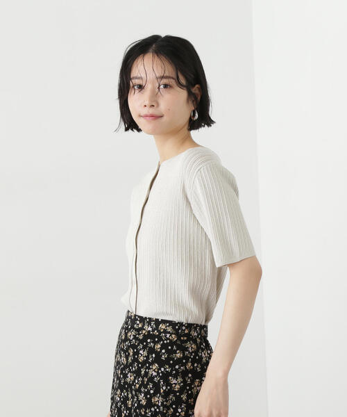 N.（N. Natural Beauty Basic）（エヌエヌナチュラルビューティーベーシック）の「アイレット柄ラメカーディガン（カーディガン/ボレロ・レディース・グレー/オフホワイト/ライトグリーン・MEDIUM）」の12枚目の写真