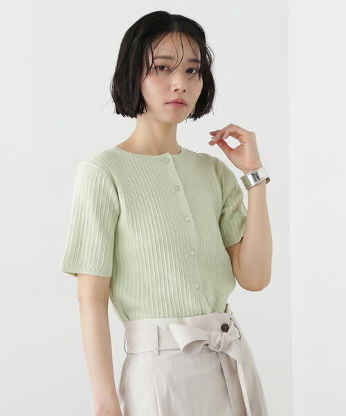 N.（N. Natural Beauty Basic）（エヌエヌナチュラルビューティーベーシック）の「アイレット柄ラメカーディガン（カーディガン/ボレロ・レディース・グレー/オフホワイト/ライトグリーン・MEDIUM）」の10枚目の写真