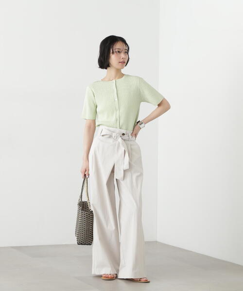 N.（N. Natural Beauty Basic）（エヌエヌナチュラルビューティーベーシック）の「アイレット柄ラメカーディガン（カーディガン/ボレロ・レディース・グレー/オフホワイト/ライトグリーン・MEDIUM）」の8枚目の写真