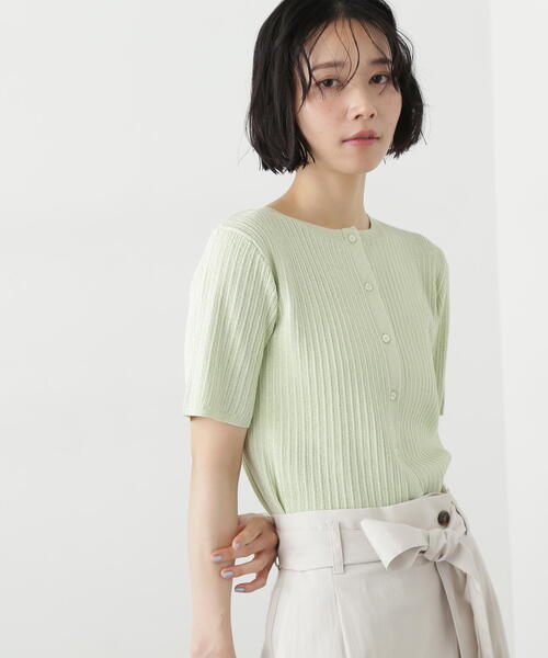 N.（N. Natural Beauty Basic）（エヌエヌナチュラルビューティーベーシック）の「アイレット柄ラメカーディガン（カーディガン/ボレロ・レディース・グレー/オフホワイト/ライトグリーン・MEDIUM）」の6枚目の写真