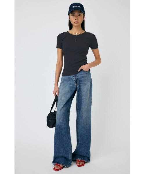 MOUSSY(マウジー)の「BASIC RIB Tシャツ(Tシャツ/カットソー・レディース・ホワイト/ライトブラック・FREE)」の3枚目の写真