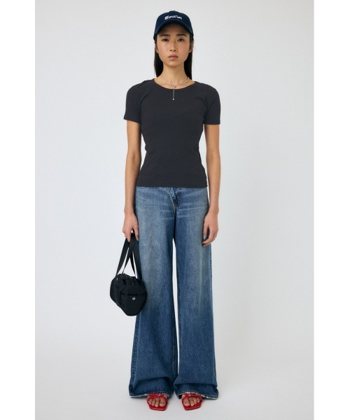 MOUSSY(マウジー)の「BASIC RIB Tシャツ(Tシャツ/カットソー・レディース・ホワイト/ライトブラック・FREE)」の5枚目の写真