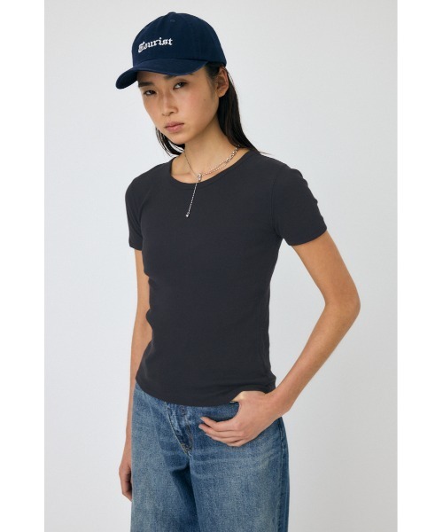 MOUSSY(マウジー)の「BASIC RIB Tシャツ(Tシャツ/カットソー・レディース・ホワイト/ライトブラック・FREE)」の6枚目の写真