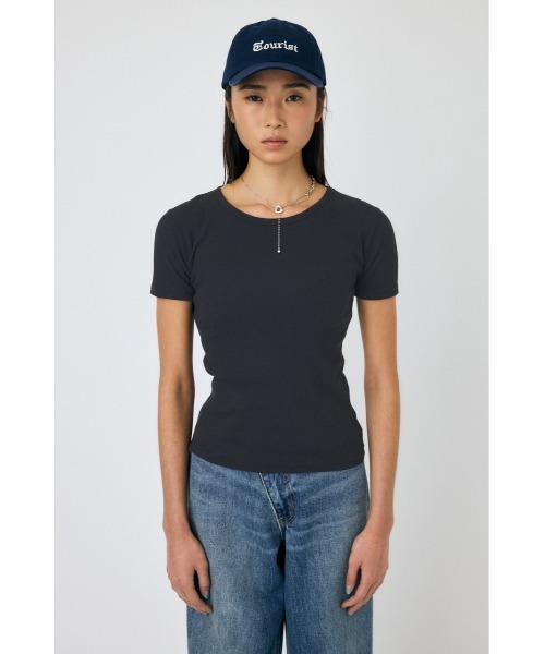 MOUSSY(マウジー)の「BASIC RIB Tシャツ(Tシャツ/カットソー・レディース・ホワイト/ライトブラック・FREE)」の7枚目の写真