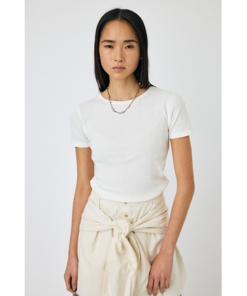 MOUSSY(マウジー)の「BASIC RIB Tシャツ(Tシャツ/カットソー・レディース・ホワイト/ライトブラック・FREE)」の9枚目の写真