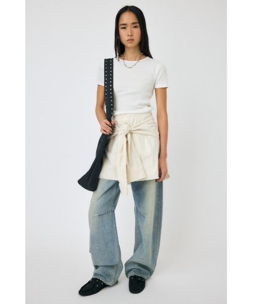 MOUSSY(マウジー)の「BASIC RIB Tシャツ(Tシャツ/カットソー・レディース・ホワイト/ライトブラック・FREE)」の11枚目の写真