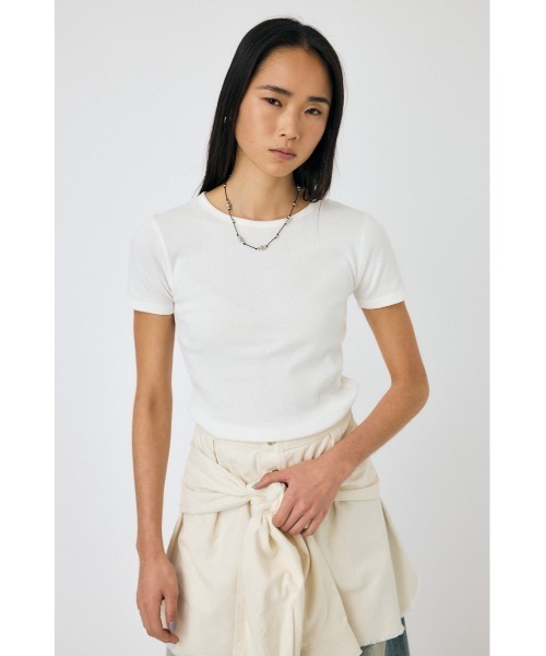 MOUSSY(マウジー)の「BASIC RIB Tシャツ(Tシャツ/カットソー・レディース・ホワイト/ライトブラック・FREE)」の13枚目の写真
