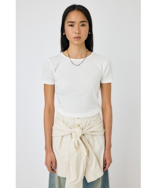 MOUSSY(マウジー)の「BASIC RIB Tシャツ(Tシャツ/カットソー・レディース・ホワイト/ライトブラック・FREE)」の14枚目の写真