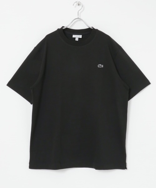 Lacoste ラコステ ◆首 ロゴ 半袖 Tシャツ ブラック セール】配色ステッチ半袖Tシャツ（Tシャツ/カットソー
