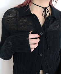 モヘアタッチシアーポロニットカーディガン