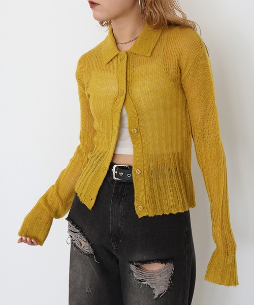 5.8万 新品 シュタイン シルク モヘア ニット カーディガン 黄 stein（シュタイン）2022AW 22AW SILK MOHAIR FAIR ISLE KNIT