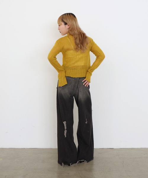 Mili affinity(ミリアフィニティー)の「モヘアタッチシアーポロニットカーディガン(ニット/セーター・レディース・ブラック/グレー/オフホワイト/イエロー・FREE)」の19枚目の写真