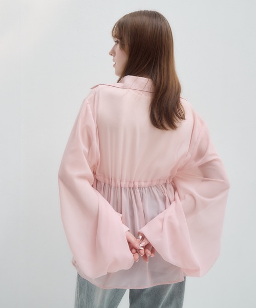 mellowneon（メロウネオン）の「ドロストシアーシャツ（シャツ/ブラウス・レディース・ピンク/グレー/アイボリー・FREE）」の22枚目の写真