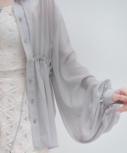 mellowneon（メロウネオン）の「ドロストシアーシャツ（シャツ/ブラウス・レディース・ピンク/グレー/アイボリー・FREE）」の8枚目の写真