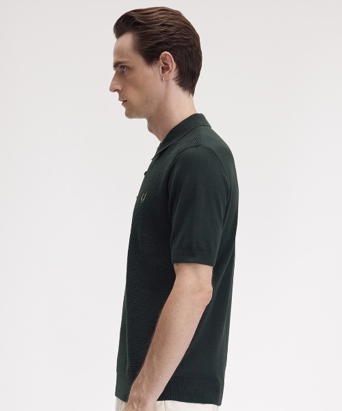 Waffle Stitch Knitted Polo Shirt／ワッフルステッチニットポロシャツ