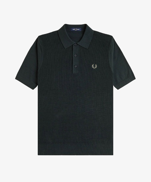 Waffle Stitch Knitted Polo Shirt／ワッフルステッチニットポロシャツ
