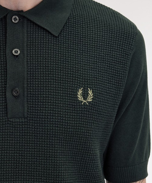 Waffle Stitch Knitted Polo Shirt／ワッフルステッチニットポロシャツ