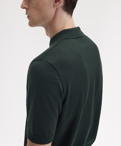 Waffle Stitch Knitted Polo Shirt／ワッフルステッチニットポロシャツ