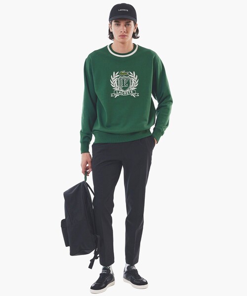 LACOSTE(ラコステ)の「裏パイル ハンドステッチ風ヴィンテージ フレンチグラフィックステッチ スウェットプルオーバー(スウェット・メンズ・グリーン/オフホワイト/ネイビー・2/3/4/5)」の13枚目の写真