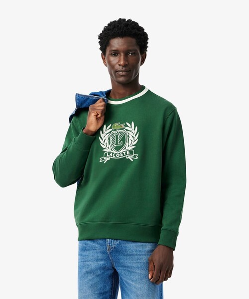 LACOSTE(ラコステ)の「裏パイル ハンドステッチ風ヴィンテージ フレンチグラフィックステッチ スウェットプルオーバー(スウェット・メンズ・グリーン/オフホワイト/ネイビー・2/3/4/5)」の12枚目の写真