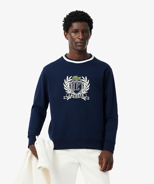 LACOSTE(ラコステ)の「裏パイル ハンドステッチ風ヴィンテージ フレンチグラフィックステッチ スウェットプルオーバー(スウェット・メンズ・グリーン/オフホワイト/ネイビー・2/3/4/5)」の9枚目の写真